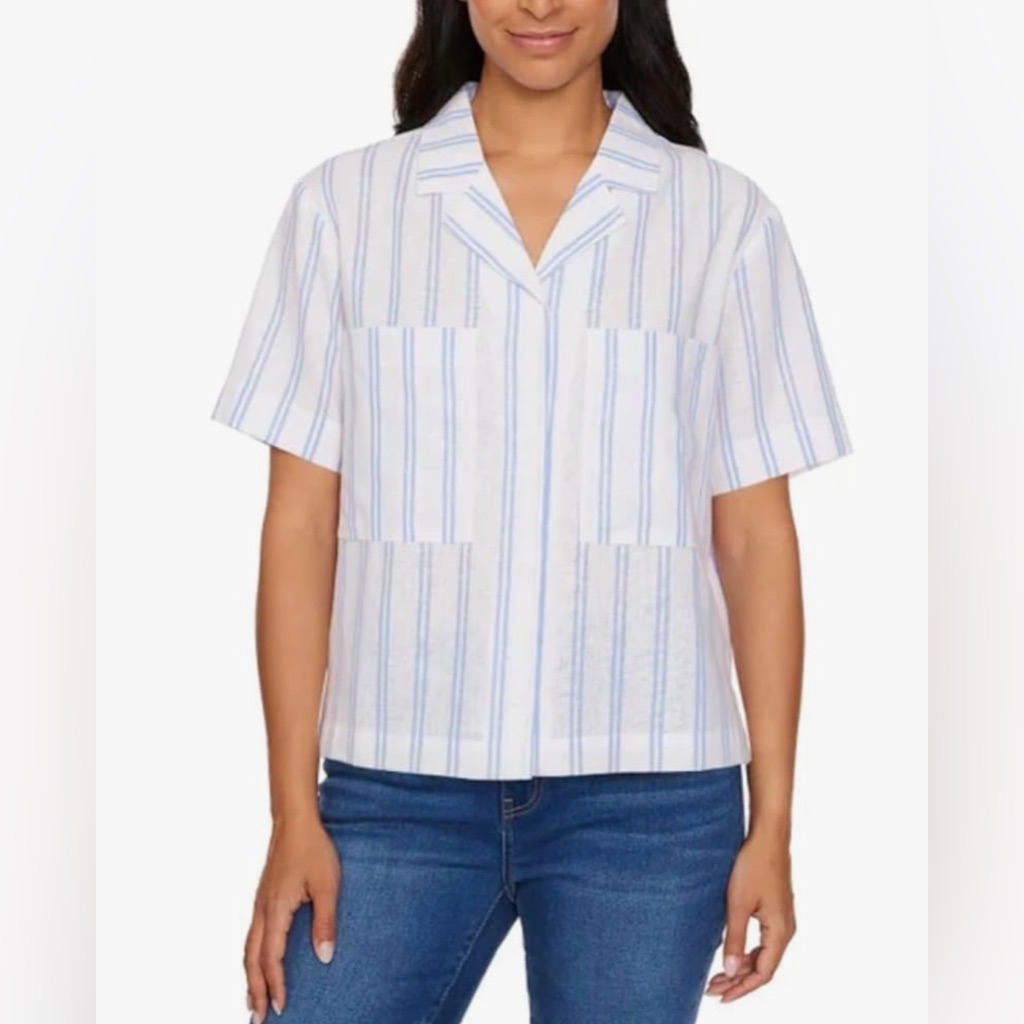 Buffalo David Bitton Blue And White Button Down Shirt